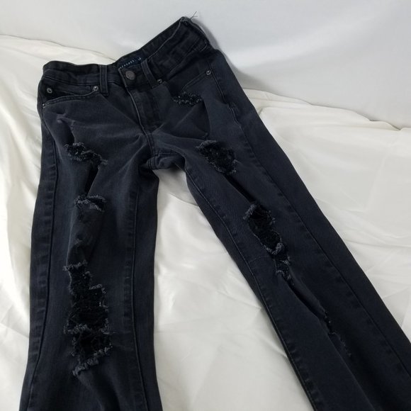 Aeropostale Jeans Womens Size 4 Long High Rise Jegging Destroyed‎ Black Denim - Picture 12 of 15